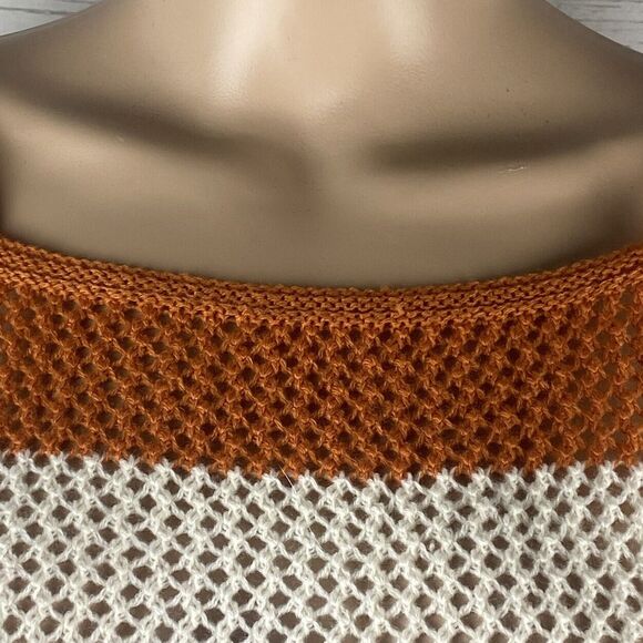 NWT L. Love Cropped Sweater Colorful Striped Cold Shoulder Oversized Top - Picture 2 of 12